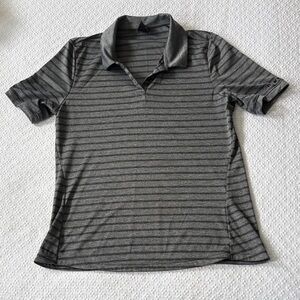 Oakley Gray Striped Performance Polo